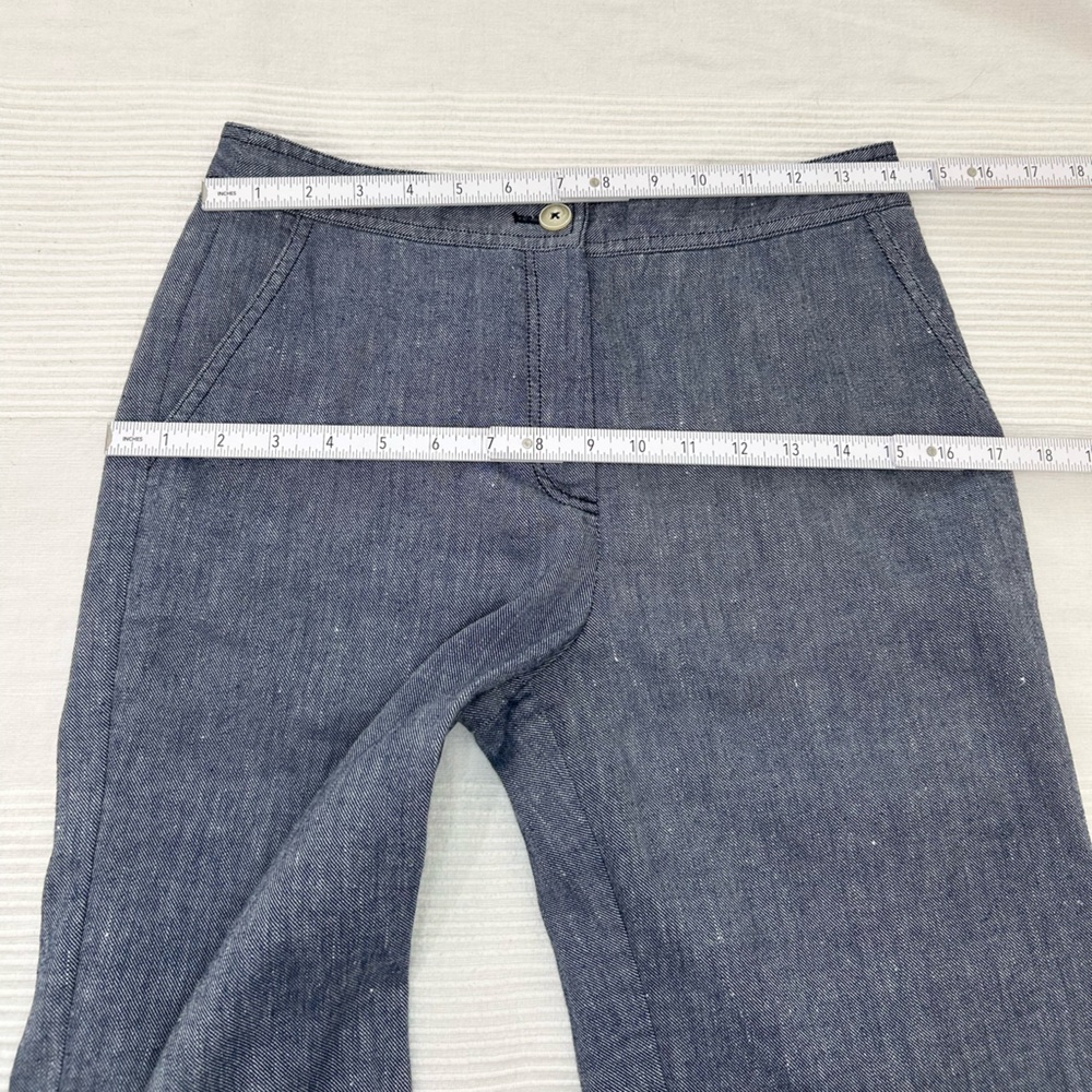 Anthropologie Ett Twa Chambray Linen Ruffle Crop Pants - Picture 8 of 16